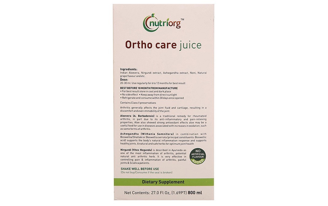Nutriorg Ortho Care Juice (Bones & Cartilage Rejuvenator)   Bottle  800 millilitre